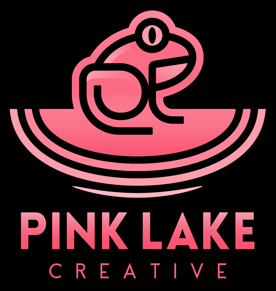 PLC logo of a frog on a pink lake with ripples